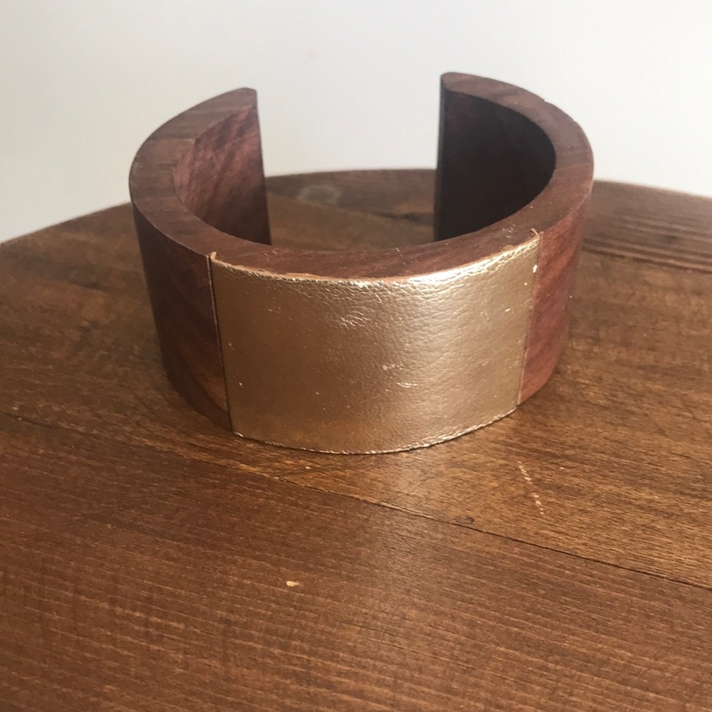 Wood Bangle w/ Gold Accent